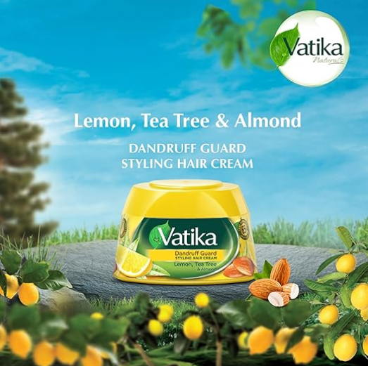 Vatika Naturals Dandruff Guard Styling Hair Cream with Lemon, Tea Tree & Almond