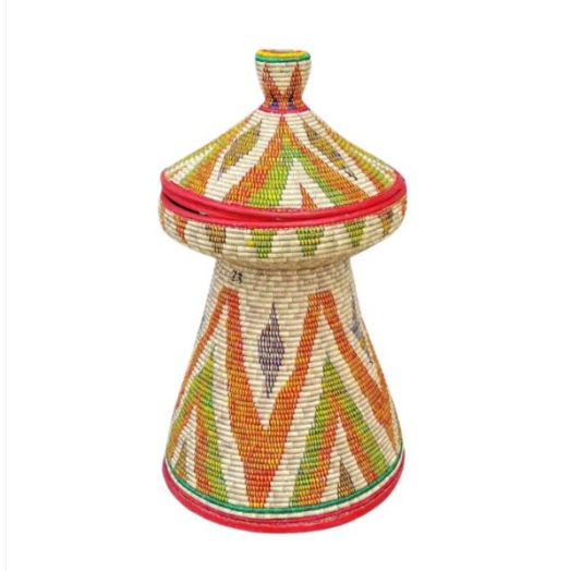 Hand Made Mesobwerk Basket- Ethiopian Eritrean Exquisite Hand Woven Decorative & Serving Basket with best design (Large)